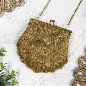 Vintage Gold Beaded Small Evening Purse
